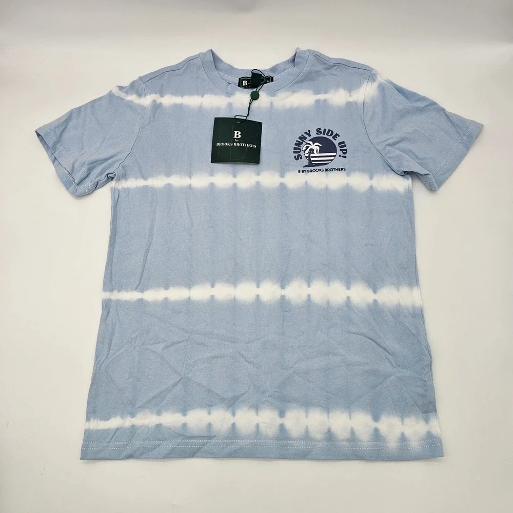 B by Brooks Brothers Boys‎ T-shirt Sunny Side Up Tie Dye Pima Cotton Blue 14Y